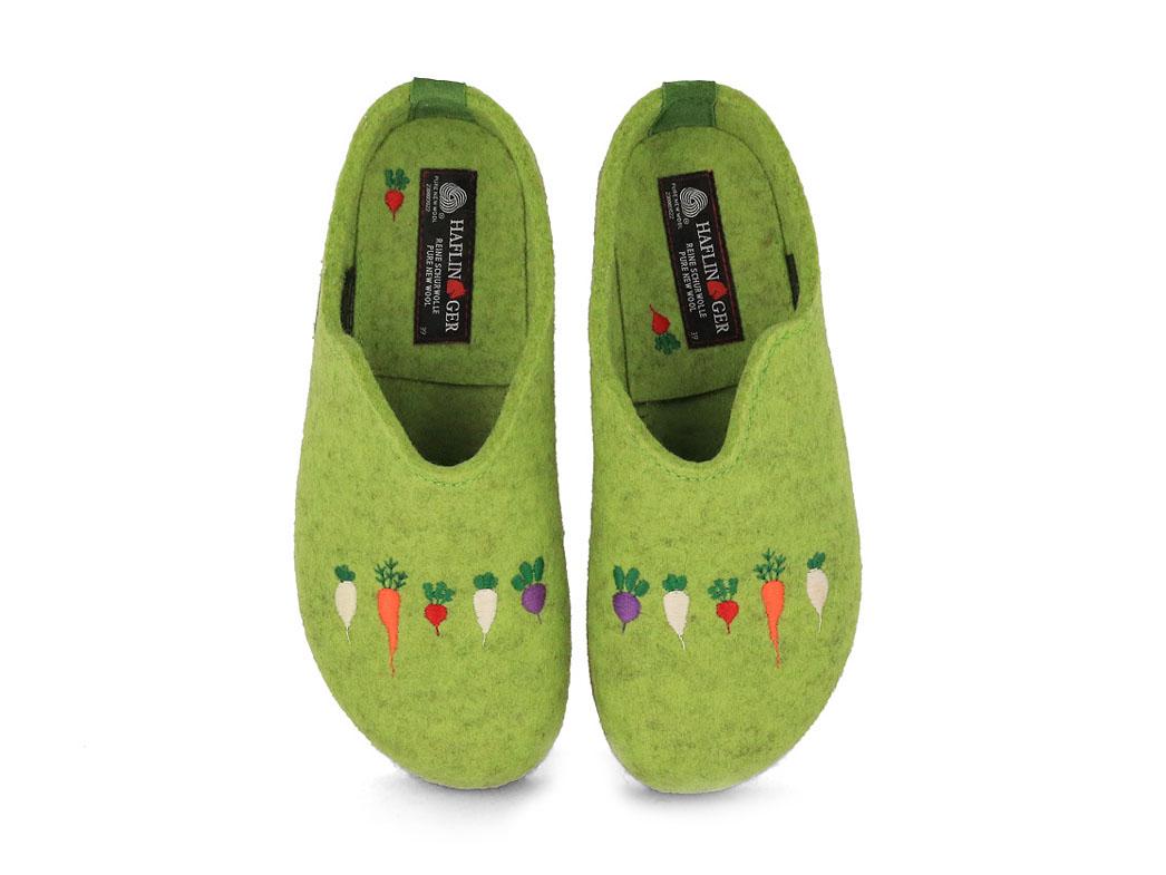 HAFLINGER Damen Filz Hausschuhe Grizzly Rübli, canarygreen