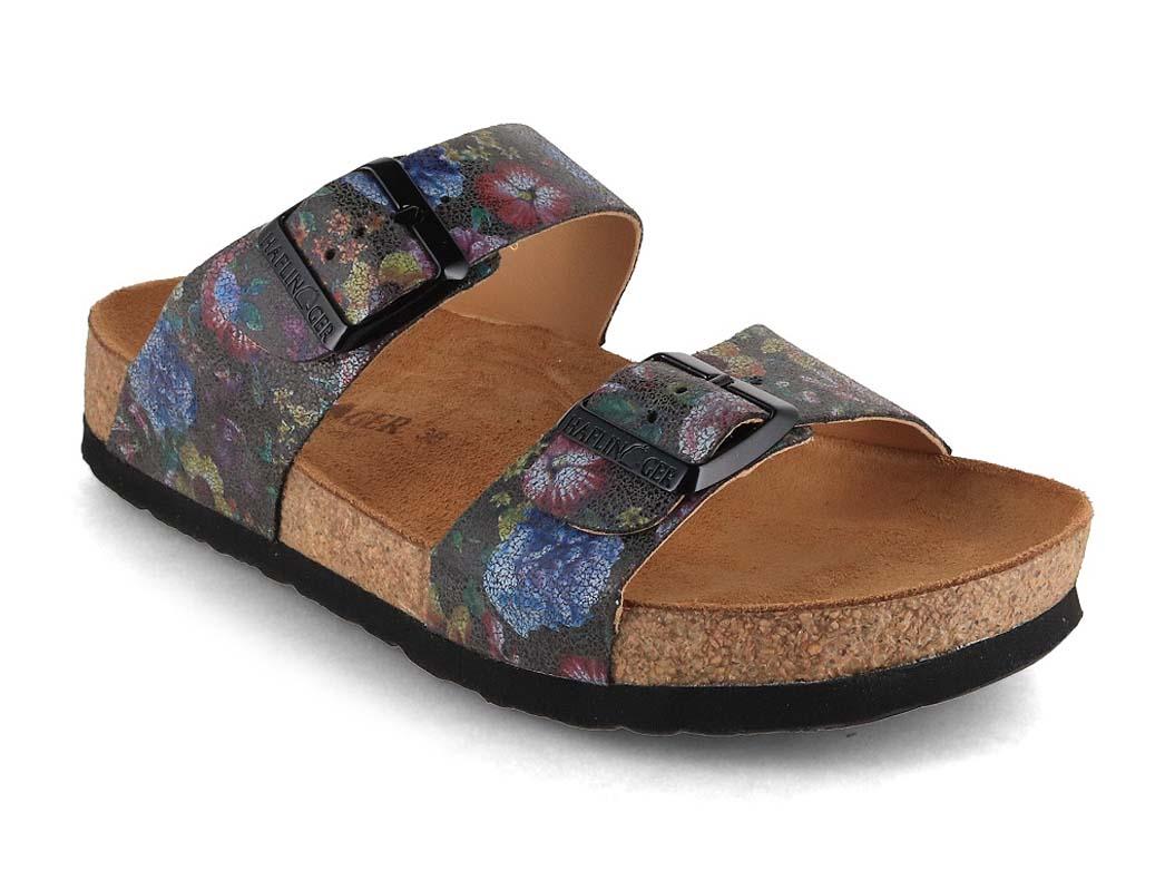 HAFLINGER Damen Pantoletten Bio Andrea, asphalt multi